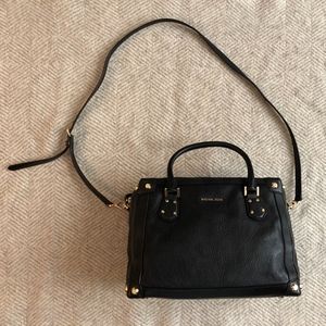 Michael Kors Black Leather Crossbody Satchel Bag